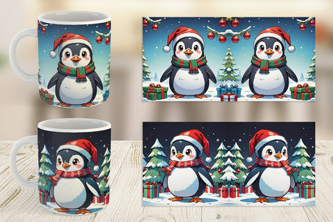 Mug Wrap Cartoon Christmas Penguin Sublimation artnoy 