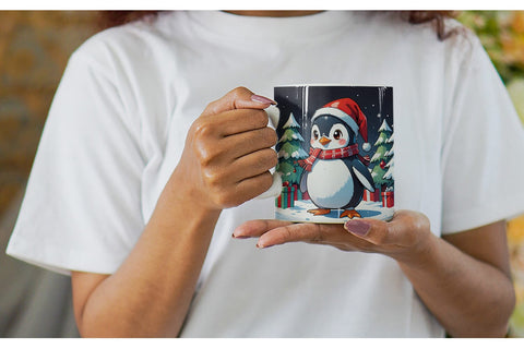 Mug Wrap Cartoon Christmas Penguin Sublimation artnoy 