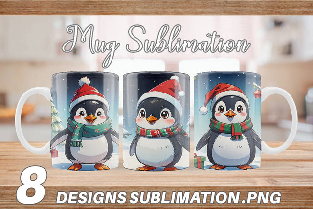 Mug Wrap Cartoon Christmas Penguin Sublimation artnoy 