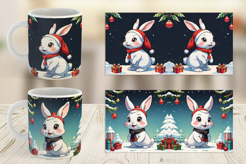 Mug Wrap Cartoon Christmas Rabbit Sublimation artnoy 