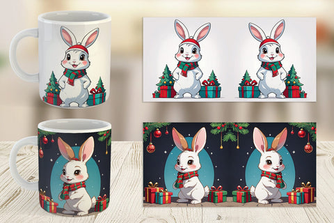 Mug Wrap Cartoon Christmas Rabbit Sublimation artnoy 