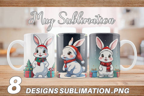 Mug Wrap Cartoon Christmas Rabbit Sublimation artnoy 