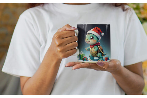 Mug Wrap Cartoon Christmas Turtle Sublimation artnoy 
