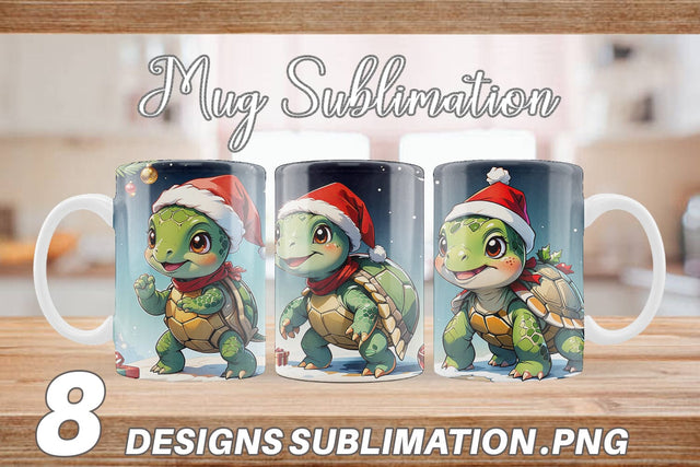 Mug Wrap Cartoon Christmas Turtle Sublimation artnoy 