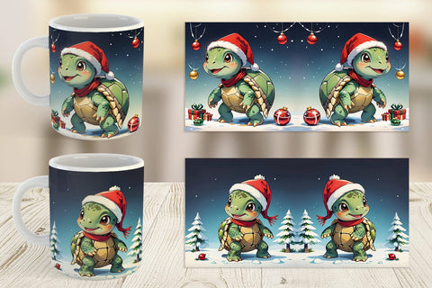 Mug Wrap Cartoon Christmas Turtle Sublimation artnoy 