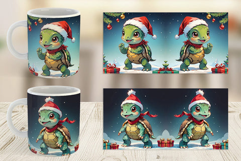 Mug Wrap Cartoon Christmas Turtle Sublimation artnoy 