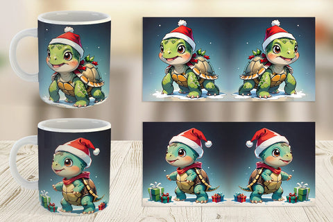 Mug Wrap Cartoon Christmas Turtle Sublimation artnoy 