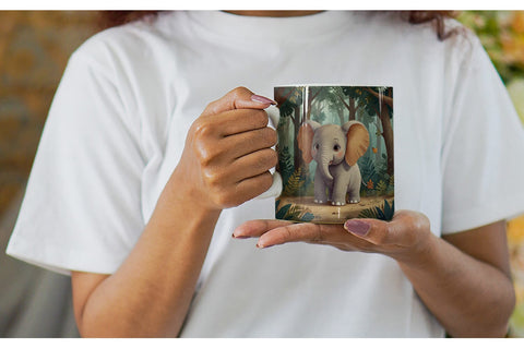 Mug Wrap Cartoon Elephant in Forest Sublimation artnoy 