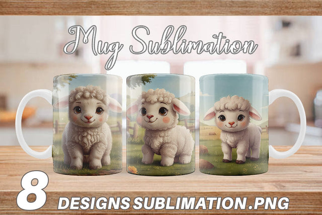 Mug Wrap Cartoon Lamb in Farm Sublimation artnoy 