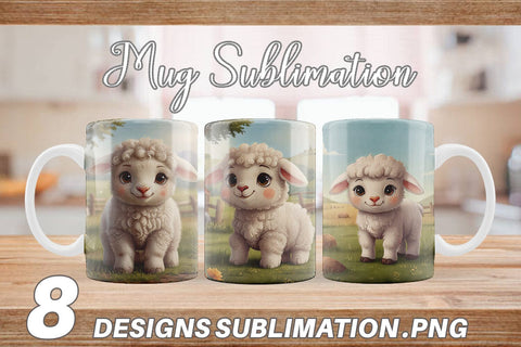 Mug Wrap Cartoon Lamb in Farm Sublimation artnoy 