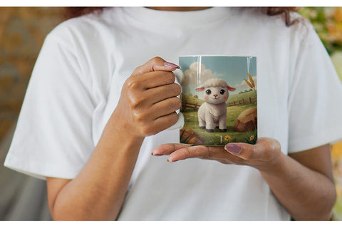 Mug Wrap Cartoon Lamb in Farm Sublimation artnoy 