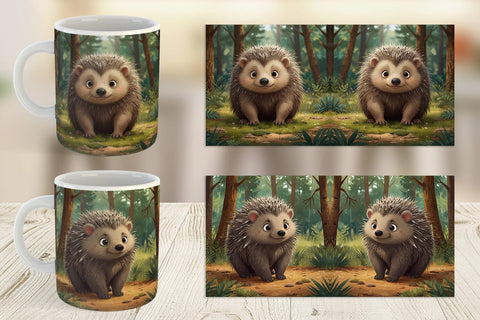Mug Wrap Cartoon Porcupine in Forest Sublimation artnoy 