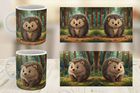 Mug Wrap Cartoon Porcupine in Forest Sublimation artnoy 