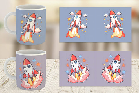 Mug Wrap Cartoon Rocket Sublimation artnoy 