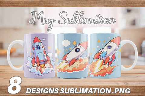 Mug Wrap Cartoon Rocket Sublimation artnoy 