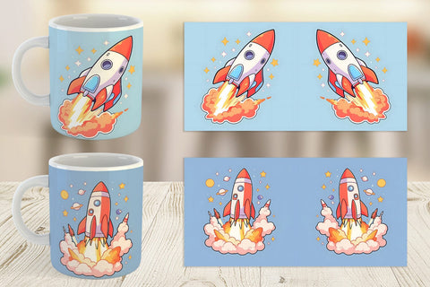 Mug Wrap Cartoon Rocket Sublimation artnoy 