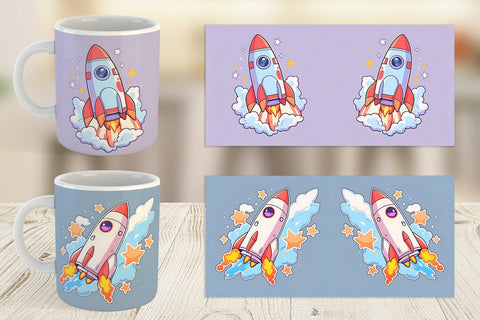 Mug Wrap Cartoon Rocket Sublimation artnoy 