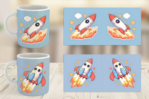 Mug Wrap Cartoon Rocket Sublimation artnoy 