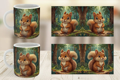 Mug Wrap Cartoon Squirrel in Forest Sublimation artnoy 