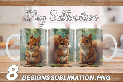 Mug Wrap Cartoon Squirrel in Forest Sublimation artnoy 