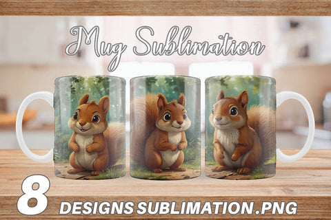 Mug Wrap Cartoon Squirrel in Forest Sublimation artnoy 