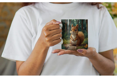 Mug Wrap Cartoon Squirrel in Forest Sublimation artnoy 