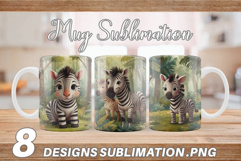 Mug Wrap Cartoon Zebra in Forest Sublimation artnoy 