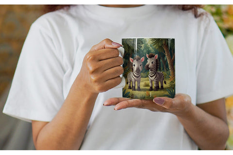 Mug Wrap Cartoon Zebra in Forest Sublimation artnoy 