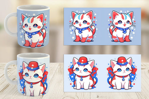 Mug Wrap Cat 4th July Sublimation artnoy 