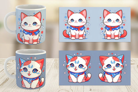 Mug Wrap Cat 4th July Sublimation artnoy 