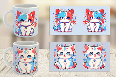 Mug Wrap Cat 4th July Sublimation artnoy 