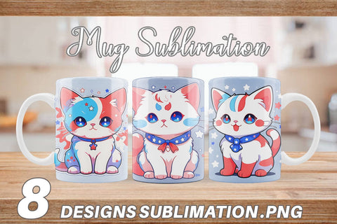 Mug Wrap Cat 4th July Sublimation artnoy 