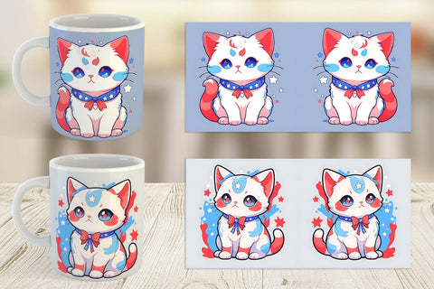 Mug Wrap Cat 4th July Sublimation artnoy 