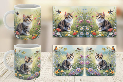 Mug Wrap Cat and Flowers Sublimation artnoy 