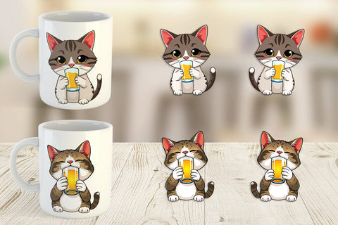 Mug Wrap Cat Beer Day Sublimation artnoy 