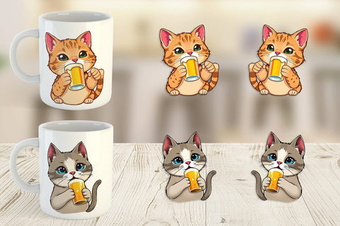 Mug Wrap Cat Beer Day Sublimation artnoy 