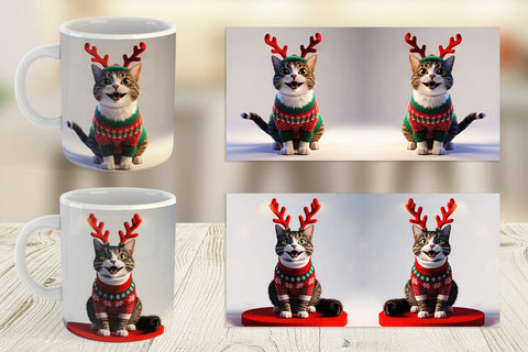Mug Wrap Cat Christmas Sublimation artnoy 