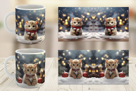 Mug Wrap Cat Christmas Sublimation artnoy 
