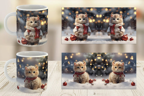 Mug Wrap Cat Christmas Sublimation artnoy 