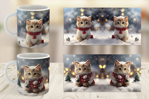 Mug Wrap Cat Christmas Sublimation artnoy 