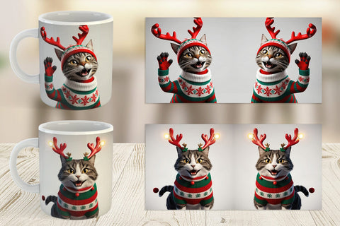 Mug Wrap Cat Christmas Sublimation artnoy 