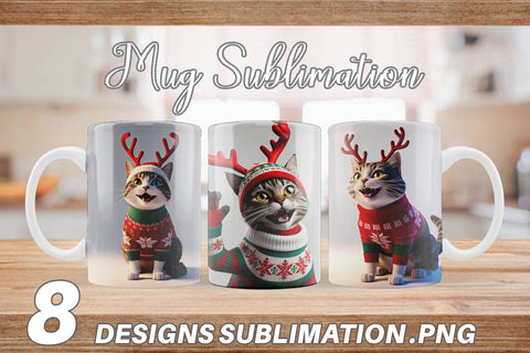 Mug Wrap Cat Christmas Sublimation artnoy 