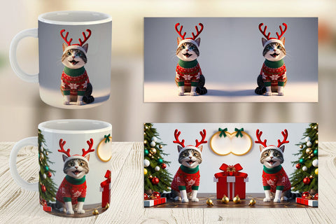 Mug Wrap Cat Christmas Sublimation artnoy 