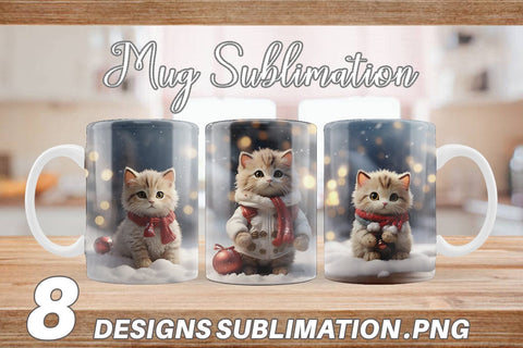 Mug Wrap Cat Christmas Sublimation artnoy 