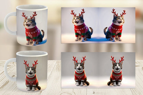 Mug Wrap Cat Christmas Sublimation artnoy 