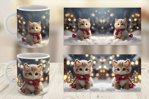 Mug Wrap Cat Christmas Sublimation artnoy 