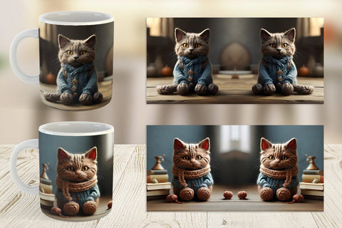 Mug Wrap Cat Embroidery Sublimation artnoy 