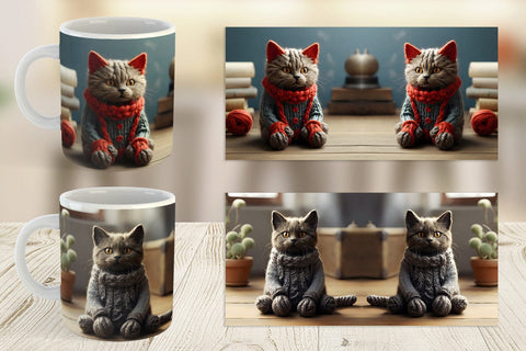 Mug Wrap Cat Embroidery Sublimation artnoy 