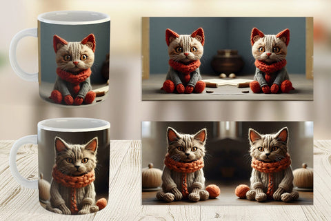 Mug Wrap Cat Embroidery Sublimation artnoy 