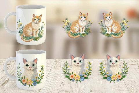 Mug Wrap Cat Embroidery Sublimation artnoy 